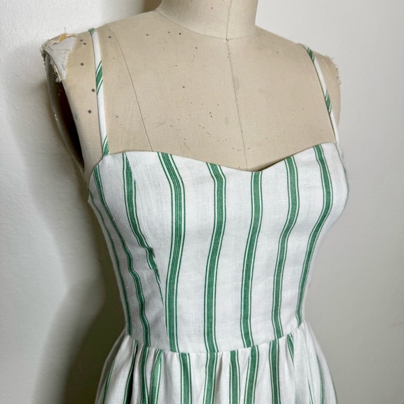 Reformation Eileen Striped Linen Midi Dress Sz 0 - Picture 7 of 10